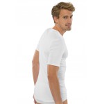 Schiesser T-shirt à manches courtes, côtelé blanc - Original Classics