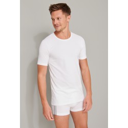 Schiesser T-shirts manches courtes en coton bio, encolure arrondie, blanc - 95/5