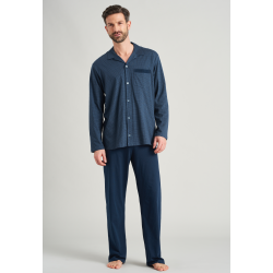 Schiesser pyjama long  patte de boutonnage foncé Schiesser pyjama long  patte de boutonnage foncé