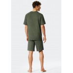 Schiesser pyjama court encolure en V motifs kaki - Fashion Nightwear
