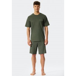 Schiesser pyjama court encolure en V motifs kaki - Fashion Nightwear Schiesser pyjama court encolure en V motifs kaki - Fashion Nightwear