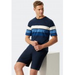 Schiesser pyjama pantalon court H bleu foncé /aigue-marine - Fashion Nightwear