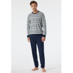 Schiesser pyjama long encolure ronde bords-côtes rayés multicolore - Fashion Nightwear