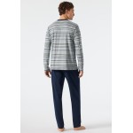 Schiesser pyjama long encolure en V à rayures multicolores - Fashion Nightwear