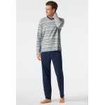 Schiesser pyjama long encolure en V à rayures multicolores - Fashion Nightwear