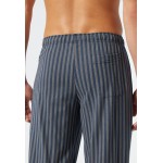 Schiesser pyjama long col rond motif chevrons bleu jean/bleu foncé - Fashion Nightwear