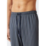 Schiesser pyjama long col rond motif chevrons bleu jean/bleu foncé - Fashion Nightwear