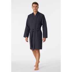 Schiesser peignoir piqué gaufré anthracite - Essentials Schiesser peignoir piqué gaufré anthracite - Essentials
