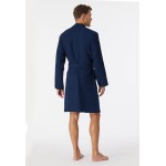 Schiesser peignoir piqué gaufré bleu fonce - Essentials 