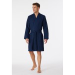 Schiesser peignoir piqué gaufré bleu fonce - Essentials 