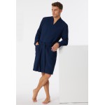 Schiesser peignoir piqué gaufré bleu fonce - Essentials 