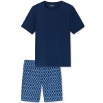 Schiesser pyjama court imprimé bleu foncé - Casual Essentials 