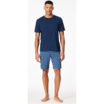 Schiesser pyjama court imprimé bleu foncé - Casual Essentials 
