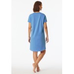 Schiesser chemise de nuit à manches courtes imprimé bleu clair - Casual Essentials