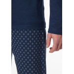 Schiesser pyjama long col V rayures royal - bleu Jean Mode Nuit