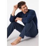 Schiesser pyjama long col V rayures royal - bleu Jean Mode Nuit