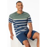 Schiesser pyjama court rayures kaki - Casual Nightwear