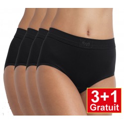 Sloggi Double Comfort Maxi - 4-pack (3+1 gratuit) - lot de 4 slips - Noir - votre avantage de prix : 14,99 €
