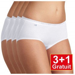 Sloggi slip Basic+ Midi cotton (3+1 gratuit) - lot de 4 slips - blanc - votre avantage de prix : 14,99 €