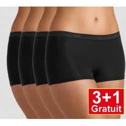 Sloggi shorty Sensual Fresh - lot de 4 shortys (3+1 gratuit) - noir - votre avantage de prix : 16,99 €