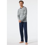 Schiesser pyjama long encolure en V à rayures multicolores - Fashion Nightwear
